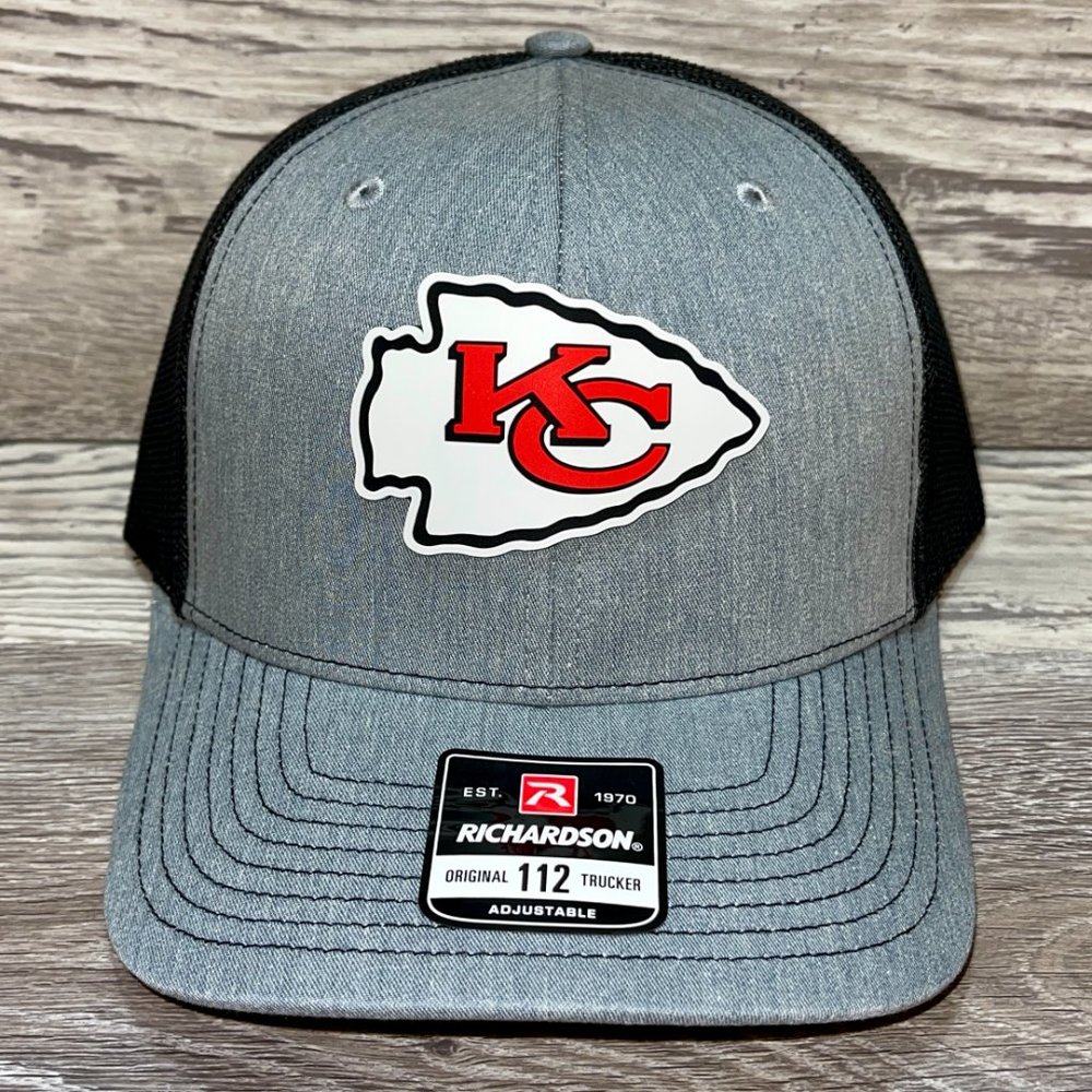 Kansas City Chiefs 3D Patch Snapback Trucker Hat- Heather Grey/ Black